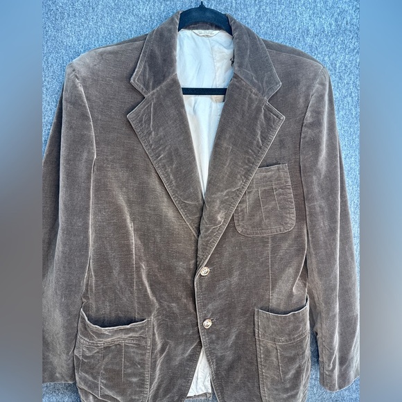 vintage 70s velvet blazer‎ jacket equestrian brown sz 40 - Picture 1 of 11